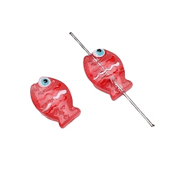 Оранжево-Красный Бусины лэмпворк , бусины ручной работы, рыба, оранжево-красный, 14x10 мм