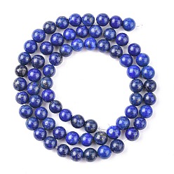 Royal Blue Natural Lapis Lazuli Beads Strands, Round, Royal Blue, 6mm