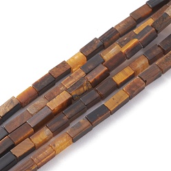 Œil De Tigre Chapelets de perles oeil de tigre naturelles, cuboïde, 3.5~6x2.2x2.2mm, Trou: 0.9mm, Environ 79~83 pcs/chapelet, 15.04~15.24'' (38.2~38.7 cm)