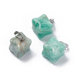 Амазонит Природные подвески амазонит, Звездные амулеты Меркаба, из нержавеющей стали с цветным покрытием 201 выводы из нержавеющей стали, 18~20x14~15x14~15 мм, отверстие : 8x3 мм