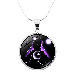 Близнецы Стеклянное колье-подвеска в виде созвездия с латунными цепочками в виде змей, Близнецы, 16.54 дюйм (42 см)