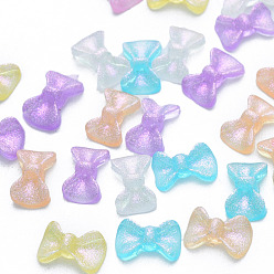 Mixed Color Resin Cabochons, with Glitter Powder, Bowknot, Mixed Color, 5.5~6x9~9.5x3~3.5mm