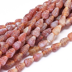 Weathered Agate Natural Weathered Agate Beads Strands, Dyed & Heated, Teardrop, 12x8mm, Hole: 0.8mm, about 32 pcs/Strand, 14.96 inch(38 cm)