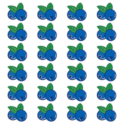 Синий 24 шт. черничных компьютеризированных вышитых наклеек на ткань для термоприклеивания/пришивания, аксессуары для костюма, аппликация, синие, 31.5x32x1.5 мм