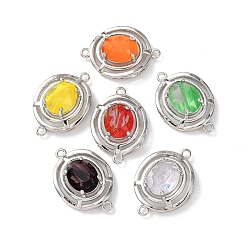 (52) Непрозрачная лаванда Подвески из латуни со стеклянным креплением, овальные связи, платина, разноцветные, 23x16x7 мм, отверстие : 1.4 мм