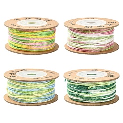 Mixed Color 4 Rolls 4 Colors Segment Dyed Macrame Cotton Cord, Round Braided Rope, for Wall Hanging, Crafts, Gift Wrapping, Mixed Color, 1mm, about 32.81 Yards(30m)/Roll, 1 roll/color
