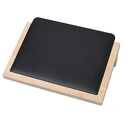 Черный Деревянные наклонные подставки для хранения ожерелий и ювелирных изделий, с ковриком из искусственной кожи, прямоугольные, чёрные, 15.5x21x4.7 см