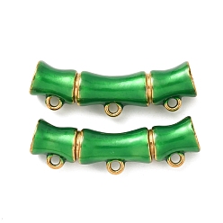 Зеленый 304 Соединительные элементы люстры из нержавеющей стали с эмалированными изогнутыми бамбуковыми элементами, ионное покрытие (ip), реальный 18 k позолоченный, зелёные, 12x40.5x9.5 мм, отверстие : 2.5 мм