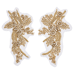 Темный Хаки 1 парная вышивка из полиэстера на заплатках для одежды, аксессуары для костюма, аппликация, со стразами, Темный хаки, 336x178x6.5 мм