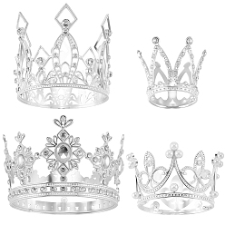 Серебро 4 шт. 4 стили корона из цинкового сплава украшение для торта, серебряные, 66~96x34~60 мм, внутренний диаметр: 29~78 мм, 1 шт / стиль