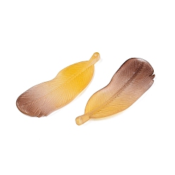 Верблюжий Двухцветные подвески из матового акрила, формы перьев, верблюжие, 46.5x17x3.5 мм, отверстие : 1.4 мм