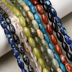 Смешанные камни Натуральные и синтетические, смешанные драгоценный камень бисер пряди, овальные, смешанные окрашенные и неокрашенные, 12~12.5x6 мм, отверстие : 0.6 мм, около 33~34 шт / нитка, 15.55''~15.94'' (39.5~40.5 см)