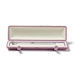 Фламинго Коробки прямоугольника бархата ожерелья, Ювелирный кулон, ожерелье, подарочный футляр с железной кнопкой, фламинго, 23.4x6.1x3.35 см