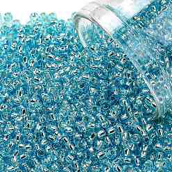 (23) Silver Lined Light Turquoise Тохо 11/0 круглые бусины, японский бисер, (23) светло-бирюзовый с серебряной подкладкой, 11/0, 2.2 мм, отверстие : 0.8 мм, Около 1110 шт / 10 г