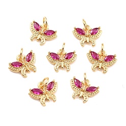 Верблюжий Настоящие 18 k позолоченные латунные подвески из микропаве из циркония, без кадмия, без никеля и без свинца, бабочка, верблюжие, 10.5x13.5x2.5 мм, Перейти кольцо: 5x1 мм, внутренний диаметр: 3.5 мм