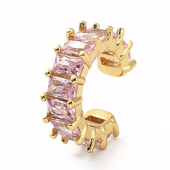 Бледно-Розовый Серьги-каффы для тенниса с кубическим цирконием, настоящие позолоченные латунные серьги c-образной формы из 18k без пирсинга, без кадмия и без свинца, розовый жемчуг, 14x16x5 мм