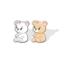 (52) Непрозрачная лаванда Пластиковые серьги-гвоздики в виде медведя для женщин, разноцветные, 15 мм