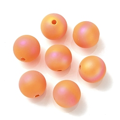 Легкий Лосось УФ-покрытие радужными переливающимися акриловыми бусинами, круглые, светлый померанцевый, 16 мм, отверстие : 2.5 мм