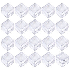 Прозрачный 20шт. прозрачные пластиковые кольцевые увеличительные коробки, кубики-лупы для монет, ювелирные изделия, камни, образцы, квадратный, прозрачные, 4x4x3.8 см