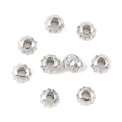 Plaqué Platine Véritable Perles d'espacement en laiton shegrace, sans cadmium et sans nickel et sans plomb, ronde, courbé, Platine plaqué, 4mm, Trou: 1.4mm