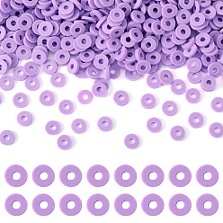 Фиолетовый 100g бусины из полимерной глины ручной работы, Диск / плоские круглые, Heishi бусы, фиолетовые, 6x1 мм, отверстие : 2 мм