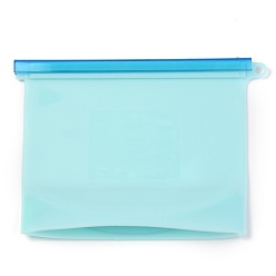 Бледно-бирюзовый Многоразовые пищевые силиконовые герметичные пакеты, для маринования еды и фруктов, хлопьев, дорожных принадлежностей, домашней кухни, бледные бирюзовая, 21x23.4~27.6x0.8~1.6 см, отверстия: 1 cm