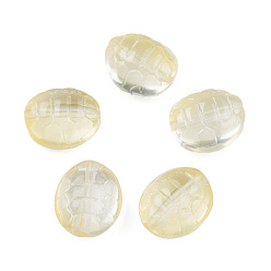 Champagne Yellow Transparent Spray Painted Glass Beads, Tortoise, Champagne Yellow, 12x11x7mm, Hole: 1mm