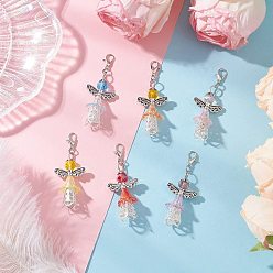 (52) Непрозрачная лаванда Подвески в виде ангела из стеклянных бусин и акрила, Сплав с застежками когтя омара, разноцветные, 53~54 мм