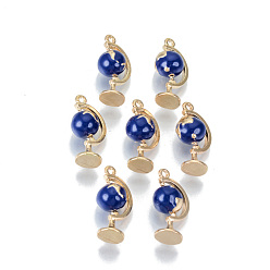 Темно-Синий Подвески из эмалевого сплава с покрытием из легкого золота, вращающийся, без кадмия и без свинца, 3 теллурий d, темно-синий, 22x10.5x8.5 мм, отверстие : 1.5 мм
