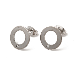 Нержавеющая Сталь Цвет Не тускнеет 201 фурнитура для сережек-гвоздиков из нержавеющей стали, с 304 штифтом и отверстием из нержавеющей стали и фрикционными ушными гайками, пончик, цвет нержавеющей стали, 12 мм, отверстие : 1.2 мм, штифты : 0.7 мм