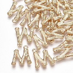 Letter M Латунные подвески, буквы, реальный 18 k позолоченный, letter.m, 15x14x2 мм, отверстие : 1.5 мм