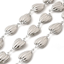 Нержавеющая Сталь Цвет 304 цепи из нержавеющей стали ссылка, несварные, сердце, с катушкой, цвет нержавеющей стали, 20.5x13.5x5 мм, 5 м / рулон