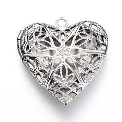 Нержавеющая Сталь Цвет Устойчивые к потускнению 316 подвески-медальоны из нержавеющей стали, фото прелести рамка для ожерелья, сердце, цвет нержавеющей стали, 26x25.5x7 мм, отверстие : 2 мм, Внутренние размеры: 14x18.5 mm