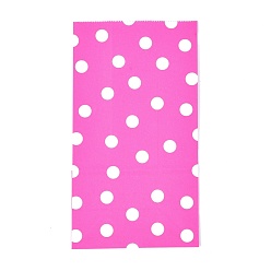 Ярко-Розовый Экологичные пакеты из крафт-бумаги с рисунком в горошек, подарочные пакеты, сумки для покупок, прямоугольные, ярко-розовый, 24x13x8 см
