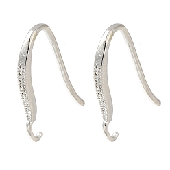 Посеребрённый Латунные крючки для сережек, без кадмия и без свинца, 925 серебро покрытием, 15x9x2 мм, отверстие : 1.4 мм, штифты : 0.8 мм