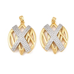 Платиновый & Золотой Латунные микро проложить кубического циркония подвески, подвески в форме буквы Х, платиной и золотом, 28.5x22x5 мм, отверстие : 3x4 мм