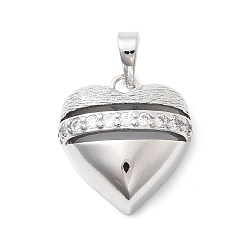 Платина Латунные подвески, без кадмия и без свинца, с микро проложить кубического циркония, сердце, платина, 20.5x19x8 мм, отверстие : 4x5 мм