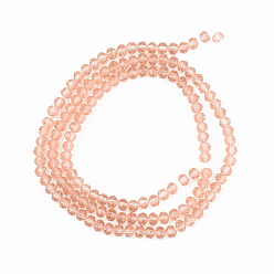 Лосось Стеклянные бусины, граненые счеты, рондель, salmon, 6x5 мм, отверстие : 1 мм, около 76~78 шт / нитка, 37~38 см