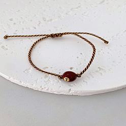 Кокосово-Коричневый Плетеные браслеты из хлопкового шнура, Браслеты из латуни с эмалированными бусинами, плетеные из бусин, для женщин и мужчин., числовой шар, кокосового коричневый, 7.87 дюйм (20 см)