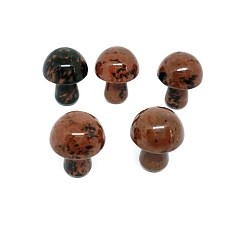 Красный Обсидиан Фигурки целебных грибов из натурального красного дерева и обсидиана, Украшения из камня с энергией Рейки, 20 мм