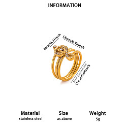 Musical Note 304 Stainless Steel Micro Pave Cubic Zirconia Cuff Open Rings, Golden, Musical Note, 17mm