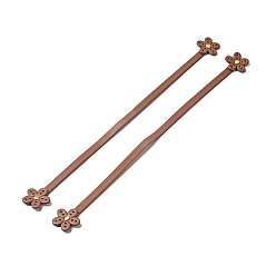 Saddle Brown Flower End Cowhide Leather Sew On Bag Handles, with Brass Findings, Bag Strap Replacement Accessories, Saddle Brown, 42.3x3.7x0.75cm, Hole: 1.8mm