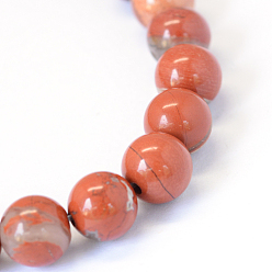 Red Jasper Natural Red Jasper Round Bead Strands, Grade AB, 6~6.5mm, Hole: 1mm, about 63pcs/strand, 15.5 inch