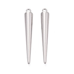 Нержавеющая Сталь Цвет 304 подвески из нержавеющей стали, подвески в виде конусов с шипами, цвет нержавеющей стали, 33x5 мм, отверстие : 1.7 мм