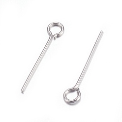Stainless Steel Color 304 Stainless Steel Eye Pins, Stainless Steel Color, 16mm, Hole: 2mm, Pin: 0.6mm