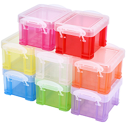 (52) Непрозрачная лаванда 8шт. 8 цвета полупрозрачные пластиковые коробки для хранения с защелкой, прямоугольные, разноцветные, 8.6x6.5x5 см, Внутренний диаметр: 6.4x5 cm, 1 шт / цвет