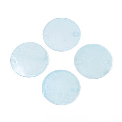 Светло-Синий Окрашенные распылением натуральные ракушки capiz дисковые звенья соединительные подвески, голубой, 28~30x0.5~1 мм, отверстие : 1.2~1.6 мм