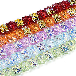 (52) Непрозрачная лаванда Гальваническое покрытие, прозрачные стеклянные бусины, нити, лотос, с половиным покрытием, с покрытием AB цвета, разноцветные, 9.5~10x13.5~14x6.5~7 мм, отверстие : 1 мм, около 70 шт / нитка, 25.59 дюйм (65 см)
