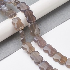Grey Agate Natural Grey Agate Beads Strands, Bowknot, 16~16.5x12.5~13x5~5.5mm, Hole: 1.4mm, about 13pcs/strand, 8.46''(21.5cm)