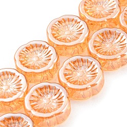 Сэнди Коричневый Нити прозрачных бусин из гальванического стекла с жемчужным блеском, цветок, песчаный коричневый, 14x14.5x5.5 мм, отверстие : 1.2 мм, около 45 шт / нитка, 25.83 дюйм (65.6 см)